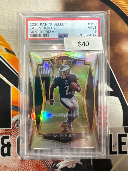 2020 Panini Select NFL Jalen Hurts Rookie Silver Prizm PSA 9