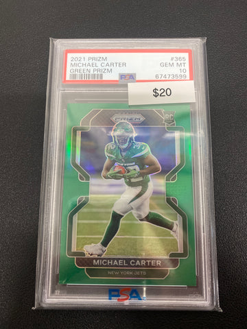 2021 Panini Prizm Michael Carter Green Prizm Rookie PSA 10