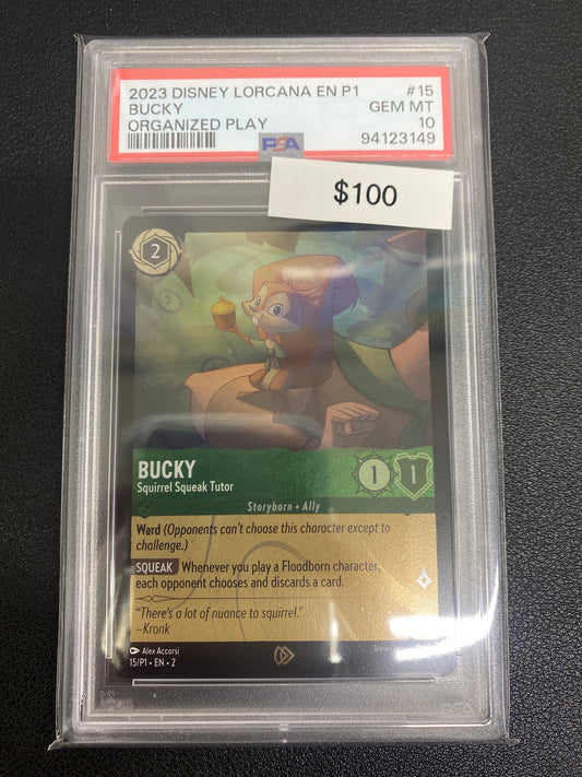 Disney Lorcana P1 Organized Play Bucky PSA 10