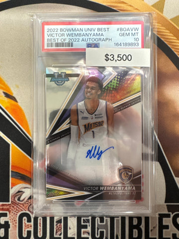 2022 Bowman’s Best University Basketball Victor Wembanyama Best Of 2022 Autograph PSA 10