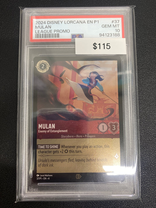 Disney Lorcana P1 League Promo Mulan PSA 10