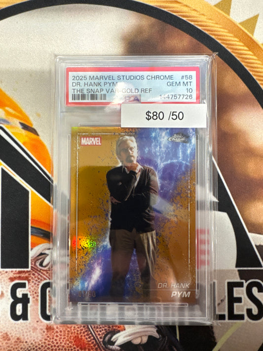 2025 Topps Marvel Studios Chrome Dr. Hank Pym The Snap VAR Gold Refractor /50 PSA 10