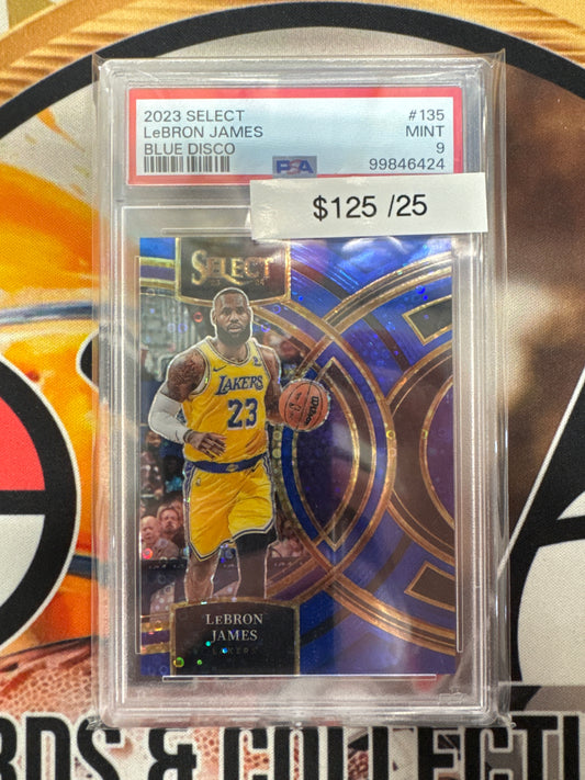 2023 Panini Select NBA LeBron James Blue Disco /25 PSA 9