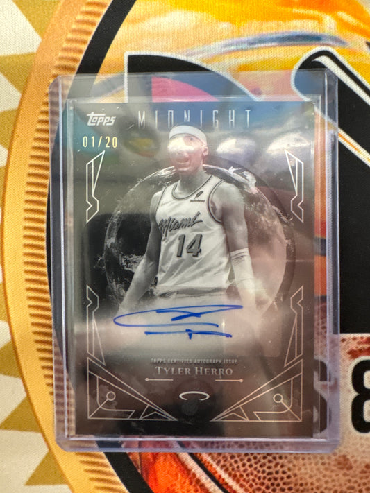 2025-26 Topps Midnight NBA Tyler Herro Midnight Sun Negative Refractor Autograph /20
