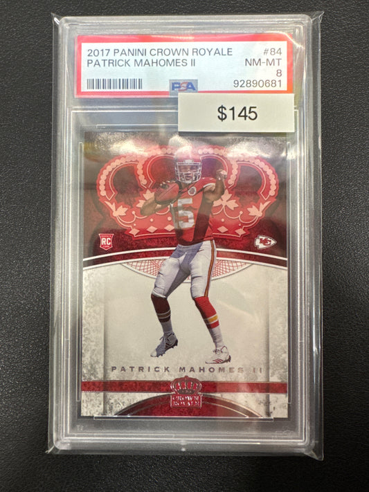2017 Panini Crown Royale Patrick Mahomes II Rookie PSA 8