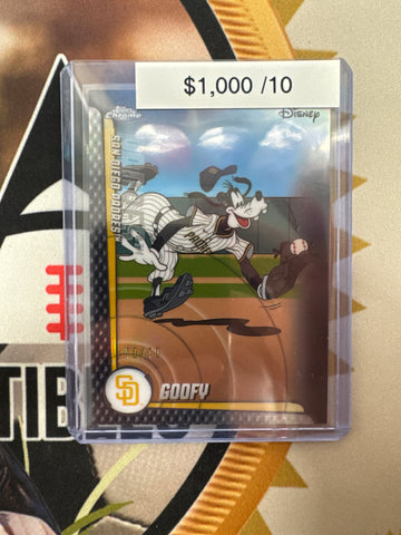 2026 Topps Chrome Disney Goofy San Diego Padres Home Jersey Black Refractor 10/10