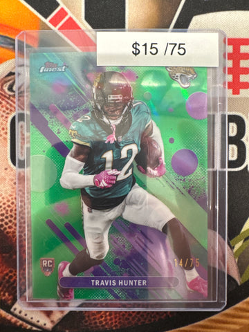 2025 Topps Finest NFL Travis Hunter Common Rookie Green Refractor /75
