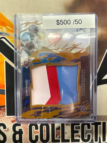 2026 Topps Resurgence NFL Cam Ward Rookie Relic Autograph Gold Refractor Gold Ink /50