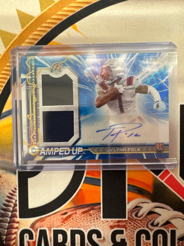 2025 Topps Resurgence Football Ja’Lynn Polk Amped Up Rookie Patch Autograph Blue Wave /99