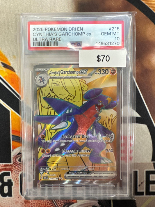 Pokemon Cynthia’s Garchomp ex 215/182 Destined Rivals PSA 10
