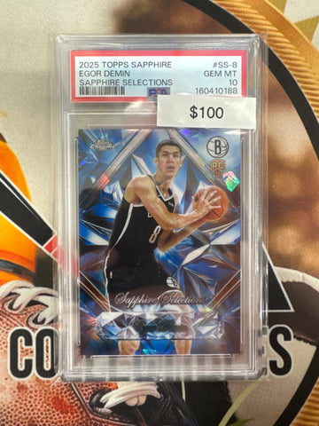 2025 Topps Chrome NBA Sapphire Egor Demin Rookie Sapphire Selections PSA 10