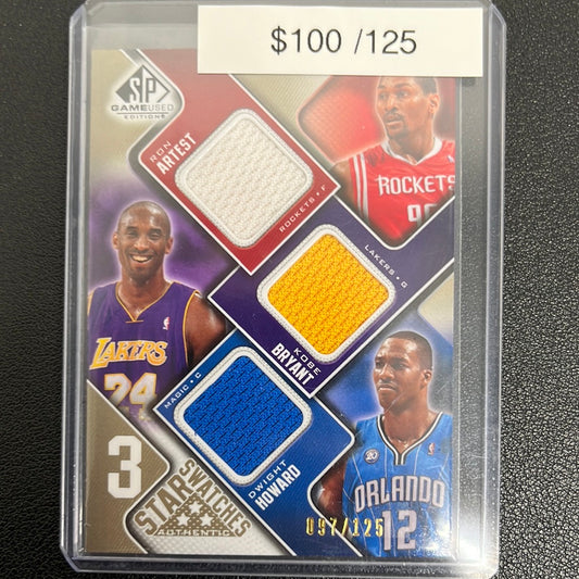 2009 UP 3 star swatches Ron Artest Kobe Bryant Dwight Howard /125