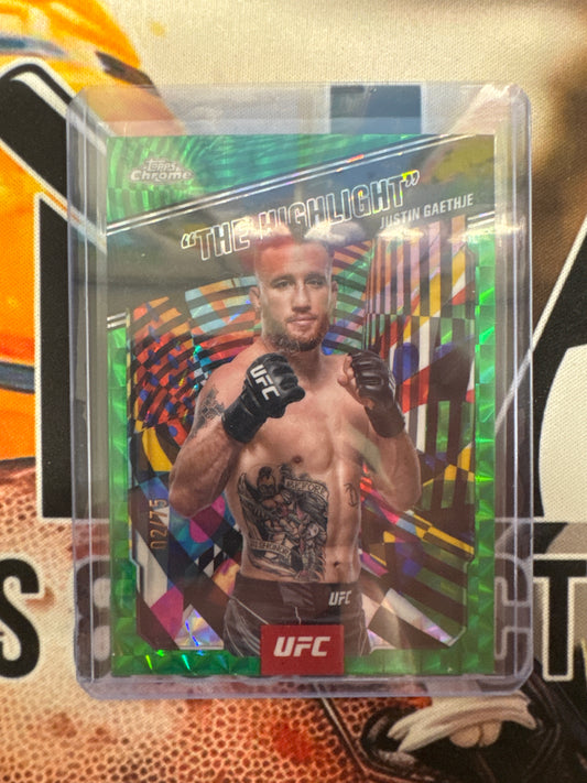 2025 Topps Chrome UFC Justin Gaethje “The Highlight” Green Geometric /75