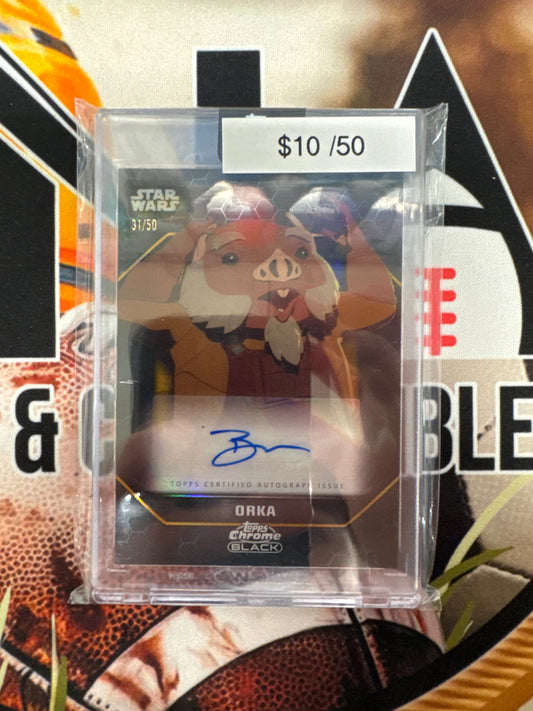 2024 Topps Chrome Black Star Wars Bobby Moynihan As Orka Auto Gold /50