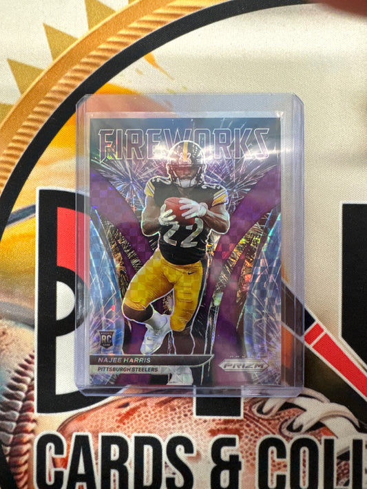 2021 Panini Prizm NFL Najee Harris Rookie Fireworks Purple Power /49