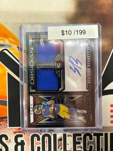 2023 Panini Obsidian NFL Stetson Bennett IV Rookie Dual Patch Autograph Refractor /199
