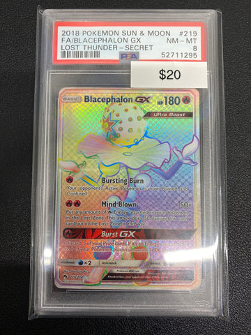 Pokémon Blacephalon GX Secret Rare Lost Thunder 219/214 PSA 8