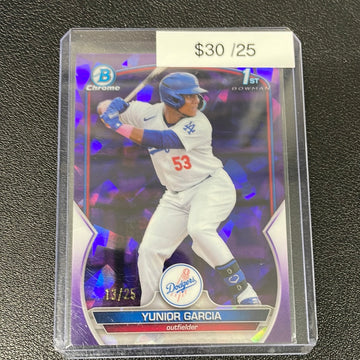 2023 MLB Yunior Garcia 1st Bowman Chrome Purple Sapphire /25