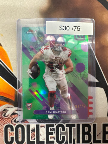 2025 Topps Finest NFL Cam Skattebo Rookie Common Green Refractor /75