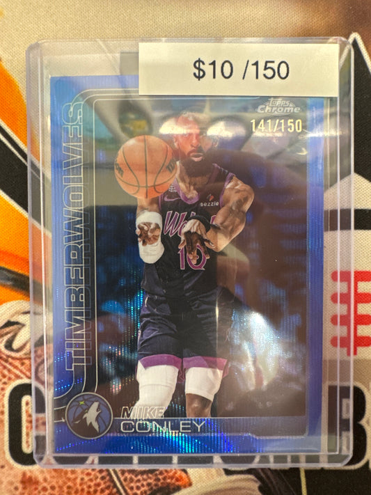 2026 Topps Chrome NBA Update Mike Conley Blue Wave Refractor /150