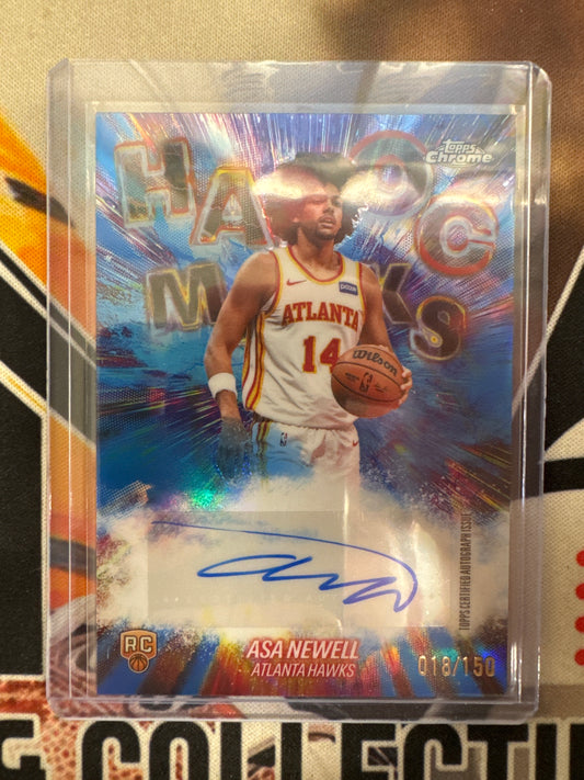 2026 Topps Chrome NBA Update Asa Newell Havoc Marks Rookie Autograph Blue Refractor /150