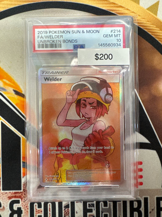 Pokémon Welder Trainer 214/214 Full Art Unbroken Bonds PSA 10