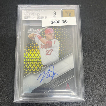 2020 MLB Topps Chrome Black Mike Trout Gold Refractor Auto /50 BGS 9