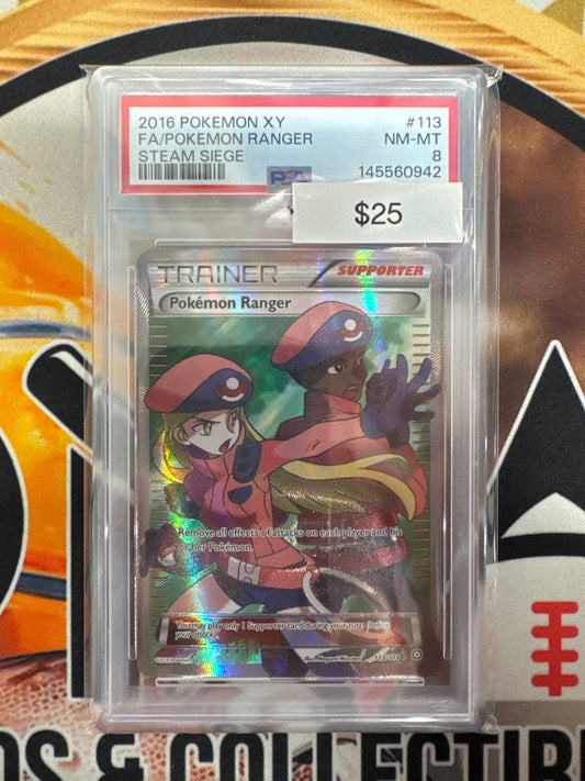 2016 Pokemon XY Full Art Pokemon Ranger 113/114 Steam Siege PSA 8