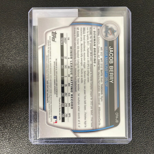 2023 MLB Jacob Berry 1st Bowman Chrome Auto