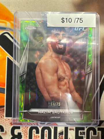 2026 Topps Chrome UFC Nazim Sadykhov Green Geometric Refractor /75