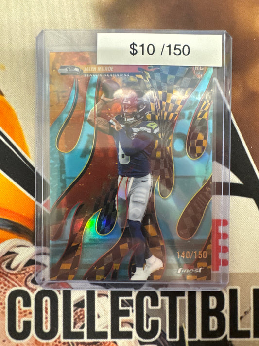 2025 Topps Finest NFL Jalen Milroe Rookie Torchers Aqua Refractor /150