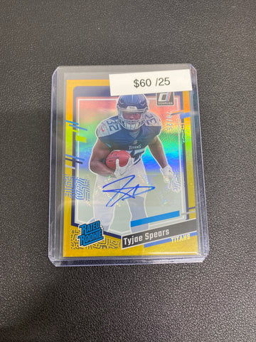 2023 NFL Donruss Tyjae Spears Gold Rated Rookie Auto /25