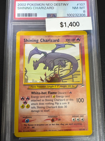 Pokemon Shining Charizard 107/105 PSA 8