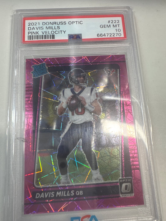 2021 Donruss Optic Davis Mills Pink Velocity /79 PSA 10