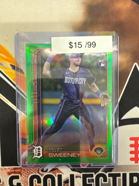 2025 Topps Chrome MLB Trey Sweeney Rookie Green Refractor /99