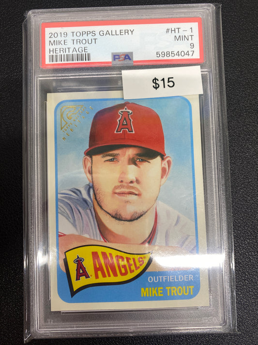 2019 TOPPS Gallery Mike Trout Heritage PSA 9