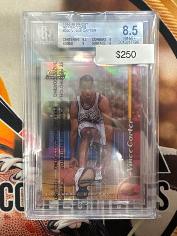 1998-99 Topps Finest NBA Vince Carter Rookie Refractor W/ Protective Coating BGS 8.5
