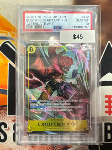 2025 One Piece OP10-112 Eustass “Captain” Kid Alternate Art PSA 10