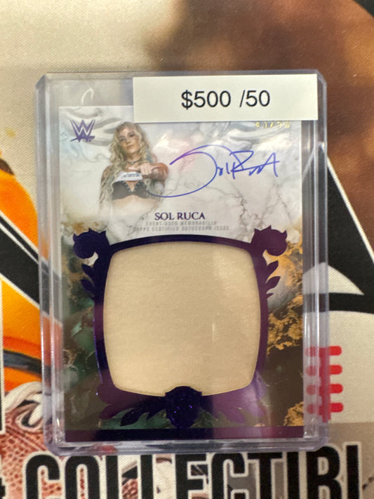 225 Topps Royalty WWE Sol Ruca Royalty Relic Autograph Purple Refractor /50
