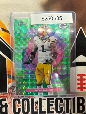 2025 Topps Finest NFL Micah Parson Uncommon Green Geometric Refractor /35