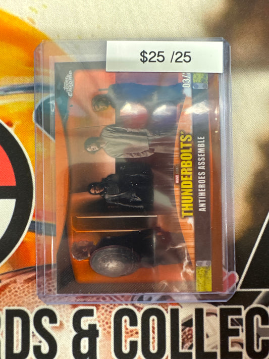 2025 Topps Chrome Marvel Studios Thunderbolts Antiheroes Assemble Orange Refractor /25