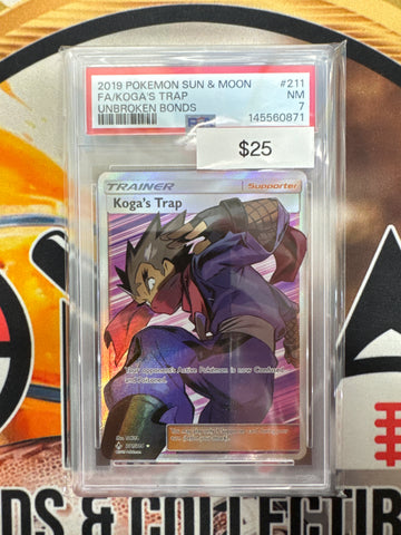 Pokemon Koga’s Trap 211/214 Unbroken Bonds PSA 7