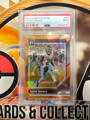 2024 Panini Donruss Optic NFL Tyjae Spears Orange /249 PSA 9