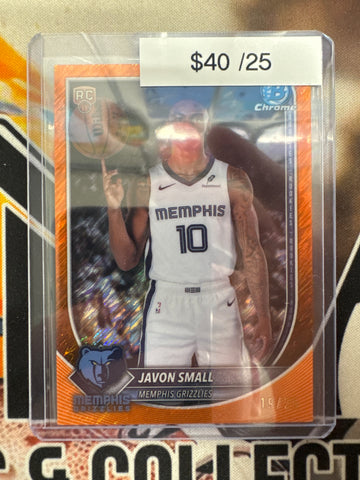 2025-26 Topps Bowman Basketball Javon Small Rookie Orange Shimmer /25