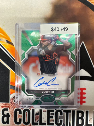 2025 Topps Tier One MLB Colton Cowser Break Out Autograph Green /49