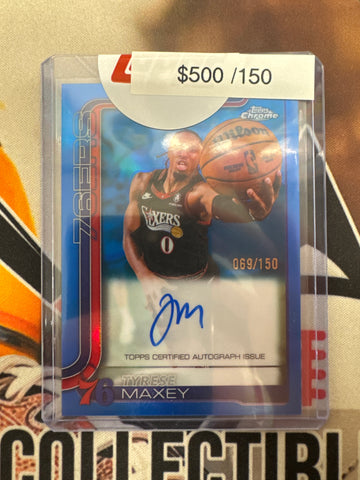 2026 Topps Chrome NBA Update Tyrese Maxey Autograph Blue Refractor /150