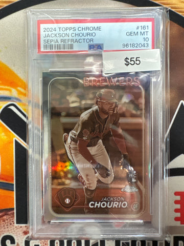 2024 Topps Chrome MLB Jackson Chourio Rookie Sepia Refractor PSA 10