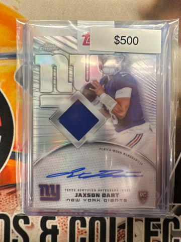 2025 Topps Chrome NFL Jaxson Dart Rookie Patch Autograph Refractor