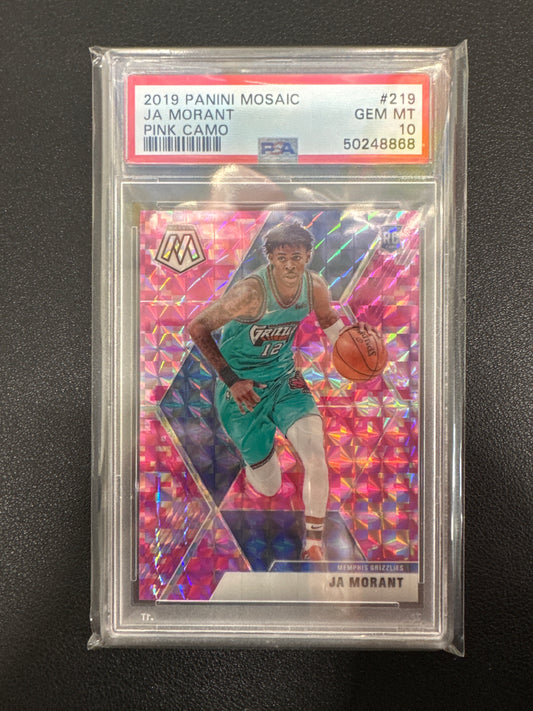 2019 Panini Mosaic NBA Ja Morant Rookie Pink Camo PSA 10