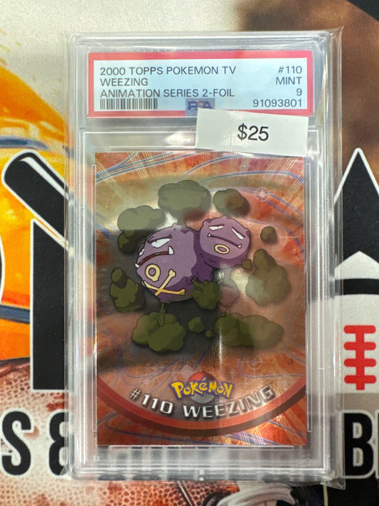 2000 Topps Pokemon TV Weezing #110 Animation Series 2 Foil PSA 9